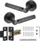 Decoranddecor Enigma Round Door Handles – Aluminium Matt Black Internal Handle Sets with Fire-Rated Tubular Mortice Latch – Sleek Design for Wooden Doors