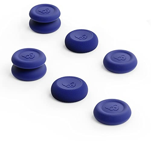 Skull & Co. Skin, CQC und FPS Thumb Grip Set Joystick Cap Analog Stick Cap für Nintendo Switch Pro Controller & PS5 / PS4 / Slim/Pro Controller - Neon Blau, 3 Paar (6 Stück)
