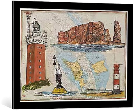 kunst für alle Bild mit Bilder-Rahmen: Ole West Helgoland - dekorativer Kunstdruck, hochwertig gerahmt, 70x50 cm, Schwarz matt