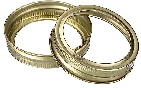 sourcing map Canning Jar Rings, 12 Pcs - Tinplate Split-Type Mason Jar Replacement Bands Regular Mouth Leak Proof Fits Storage Cover (Gold)