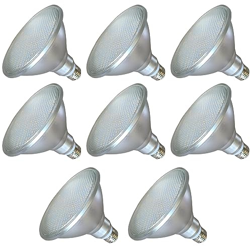 TPMAFF PAR38 Flutlicht-LED-Leuchtmittel, 18 Watt, dimmbare Glühbirne (150 Watt Äquivalent), 1800 Lumen Strahler, AC 220 V–240 V, E27-Sockel, 10%–100% Helligkeitseinstellung (8 Stück)