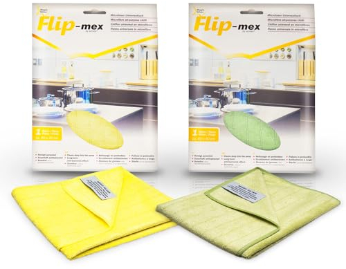 Flip-mex® Tücher aus Mikrofaser mit Nano-Silber. Gelb und Grün – Maße: 40 x 40 cm – 2 Stück