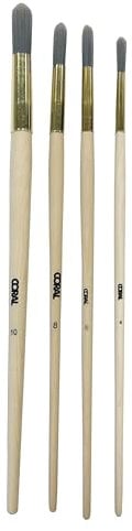 Coral 33301 Precision 4 piece pack set Round Fitch Paint Brushes with Platinum Easy Clean Filaments