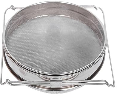 MAGICLULU Edelstahl Doppelsieb Honigsieb Feinmaschiger Honigfilter Mit Verstellbaren Armen Für Bienenzucht Korrosionsbeständig Zum Filtern Von Verunreinigungen