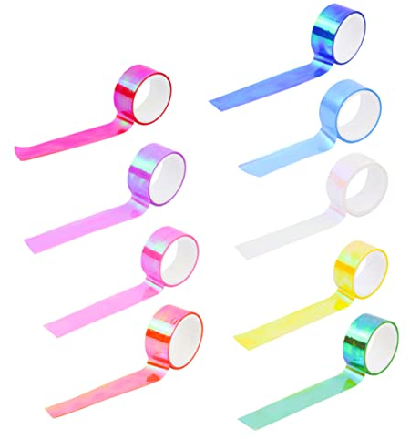 NUOBESTY 10 Rolle buntes klebeband Tänzer Brosche Ordner mit Taschen Helmlicht Farbband Eichel klebeband selber machen Klebeband für Scrapbooking schmücken schillernder Film