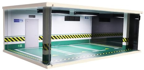 Harilla Vitrine für Auto-Garage aus Druckguss, Sammler-Auto-Vitrine mit Parkplatz-Szene, Auto-Modell-Vitrine für Sammler, Stil D