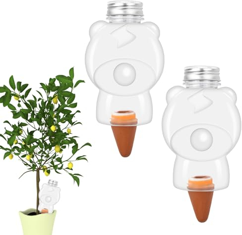 Cozlly 2 Piezas Riego Plantas Vacaciones 400ML, Autorriego para Macetas Sistema, Dispensador de Agua para Plantas, Picos de Riego Arcilla, para Plantas Interior y Exterior Macetas, Plantas