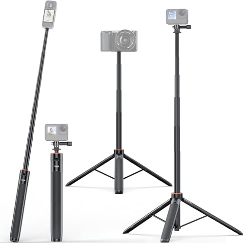 UURig TP21 Teleskop-Selfie-Stick, lang, mit Stativ, wasserdichter Handgriff mit 6,35 mm Schraube für Insta360 X5/X4/X3/X2/ACE PRO, DJI Osmo Action 5Pro/4/3, Pocket 3, GoPro Hero 13, 12, 11, 10, 9
