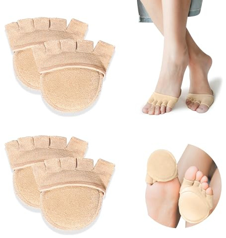 SooGree 2Pairs Toe Topper Socks Five Toe Half Socks Ball of Foot Cushions Forefoot Pads for Women Toe Separator No Show Socks