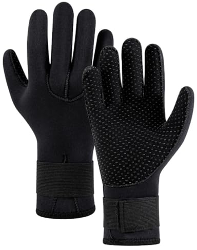 UCK-KIT Neopren Neopren Handschuhe 3 MM & 5 MM Anti-Rutsch-Warmhalten Tauchhandschuhe Mit Verstellbarer Handschlaufe Für Tauchen Schnorcheln Surfen Paddeln Kajak Schwimmen,5mm,M