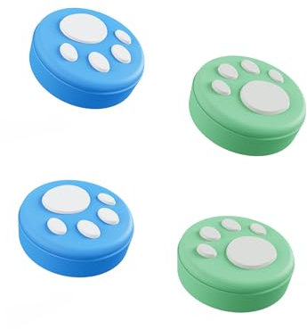 Yeerain 4 piezas Joystick Gorras Gato Agarre Pulgar Tapones para Switch/Lite/OLED, accesorios de silicona para el pulgar verde y azul