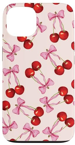 Cherry Pink Bow Coquette Cute Soft Girl Aesthetic Case for iPhone 13