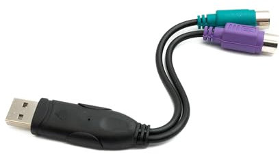 System-S PS/2 Y Kabel 15 cm 2X Buchse zu USB 2.0 Typ A Stecker in Schwarz