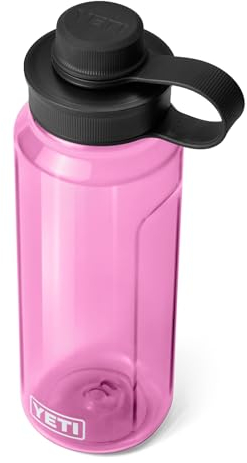 YETI Yonder Water Bottle with Leakproof Tether Cap, Lightweight, Clip-On Carry, BPA-Free Recycled Plastic Bottle for Hiking, Gym, Travel And Dishwasher Safe, Power Pink, 34 oz (1 L)