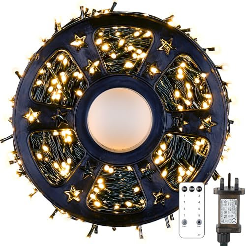 Twinkle Star Christmas Tree Lights Outdoor, 80m 800 LED Long Fairy Light Plug in, Waterproof String Light with Remote/8 Modes/Timer, Bright Warm White Lighting Indoor/Xmas Tree/Home/Garden Decorations