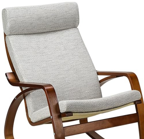 Poang Chair-Sesselkissen, 1 Stück, Weicher Kissenersatz Mit Abnehmbarem Bezug, Poang Chair-Baumwollkissen, rutschfest, Zum Schaukeln, Dick Gepolstert,Burlap White