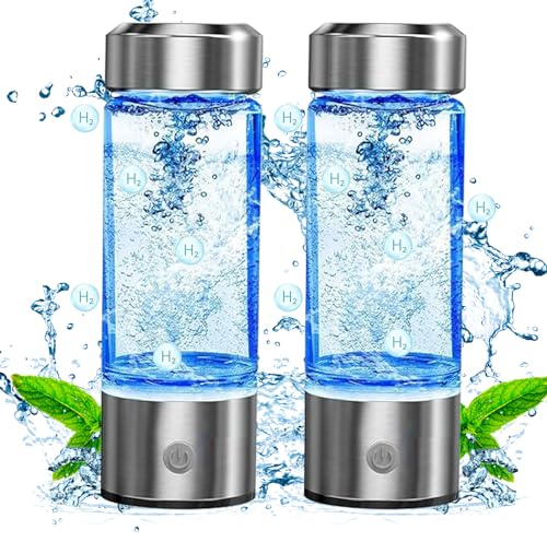 Botella de Agua de Hidrógeno, Botella de Agua de Hidrógeno Recargable Portátil con Ionizador de Agua de Tecnología SPE PEM, Mejora la Calidad Del Agua en 3 min, Apto Para Oficina, Hogar y Viajes(2PCS)