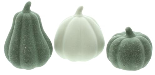 FRANK FLECHTWAREN Kürbis Green Shades, 3er Set, Terracotta Maße: Höhe 7 cm, 10 cm, 13 cm, Trendige Farbe