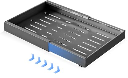 Ausziehbarer Schrank Organizer, Teleskopschublade Zum Nachrüsten Kein Bohren Und Nageln Erforderlich Pull Out Drawer Einstellbare Breite Für Die Küche Bad Wohnzimmer 32-52x42x7cm(1, Grau)