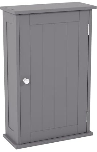 Bath Vida Priano Bathroom Cabinet Single Wall Mounted Storage Cupboard Shelf, Grey