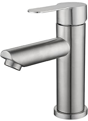 Robinet de lavabo en acier inoxydable mitigeur évier mitigeur monotrou eau froide et chaude robinet de baignoire classique