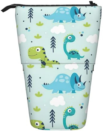 WURTON Federmäppchen mit Dinosaurier-Muster, Teleskop-Etui, vielseitige Aufbewahrungstasche, für Büro und Erwachsene, als Geschenk