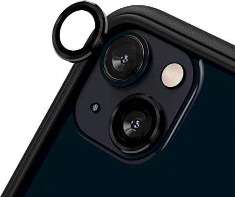 RhinoShield Protection d'objectif en verre trempé 9H compatible avec [iPhone 13 mini / 13] | Résistance aux chocs et aux rayures, haute clarté, protection anti-éclats, techn anti-buée - Noir