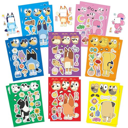 Stickers Blue- Y 16 Sheets Art Craft Make a Face DIY Stickers for Kids- Anime Make Your Own Personalized Stickers for Birthday Party Supplies Favors Bag Stuffing Gift Pinata Fillers Lucky Dip Prizes