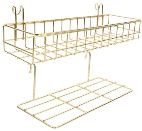 IMIKEYA 2stücke Goldener Drahtkorb Mit Gitter-wandregal Organizer Für Wandgitterpaneele Montierter Hängekorb Gerades Regal Für Blumentopf-display Wandmontage-organizer