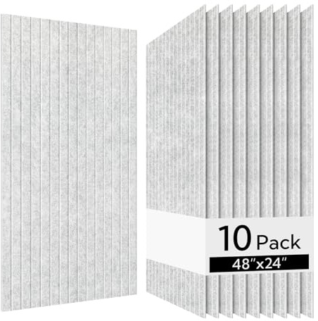 Olanglab Acoustic Wall Panels, 10 Pack, 48 x 24, Silver Gray