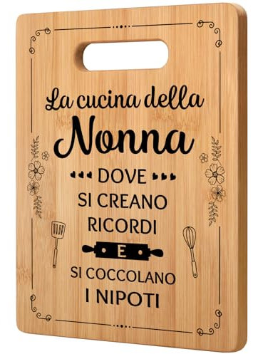 Gleevara Regalo Nonna, Regalo Nonna Compleanno - Tagliere Utile in Bambù, Regali Speciali dai Nipoti per la Nonna, Regalo Nonna Cucina, Regali Festa dei Nonni
