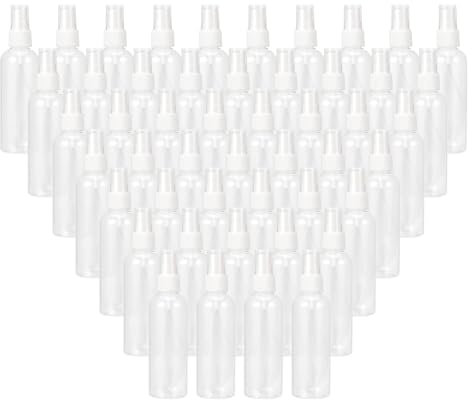 CHUIFAI 50 Stück Sprühflaschen 50ml Plastik, Kleine Leere Kunststoffflaschen, Transparente Mini Sprühflaschen Kunststoff Reisegröße für Essenz, Haarspray, Toner
