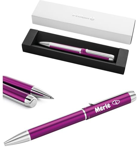 Pelikan Kugelschreiber Pura K40 mit Gravur Geschenk - einzigartige Stifte mit Namen - Kugelschreiber personalisiert (Violett)