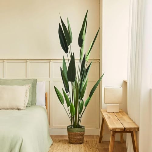 BLAINE - Planta Artificial Heliconia 125 cm | Aspecto Hiperrealista para Decoración de Habitación, Interiores y Oficinas Que No Necesita Mantenimiento
