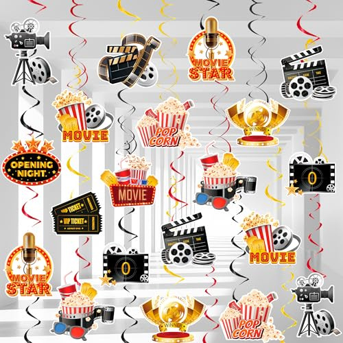 Filmnacht Hängende Wirbel, 57pcs Filmnacht Hängende Spiralen Wirbel Kino Party Deko Spiralen Wirbel für Filmabend Deko Filmabend Partyzubehör
