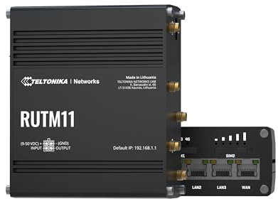 Teltonika Routeur cellulaire Industriel RUTM11, 4G LTE Cat 6, Double SIM, Wi-FI 5, Plusieurs VPN, 5 Ports Gigabit Ethernet, GNSS
