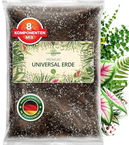 ORAGARDEN Universalerde für Zimmerpflanzen und Garten- 1L Universal Substrat für Pflanzen, Palmen, Blumen, Grünpflanzen - 8 Komponenten Kübelpflanzenerde