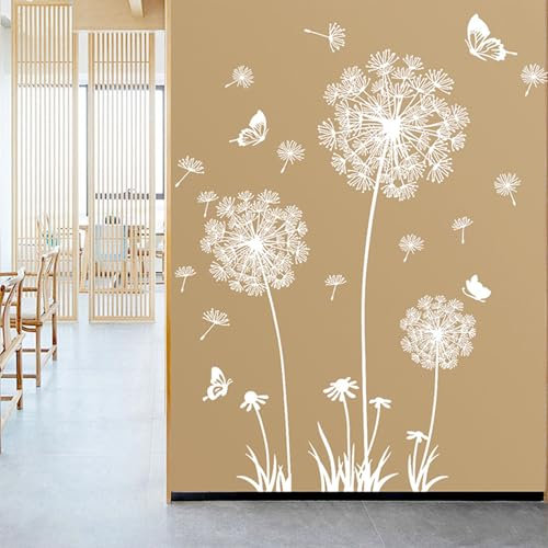Wandtattoo Pusteblume,Blumen Wandaufkleber Wandtatto Blumen,Pusteblume Fensterbilder Wandsticker Schlafzimmer Wohnzimmer Sofa Hintergrund für Küche Bad Flur Fenster (30 * 90 cm,2 Sätze)