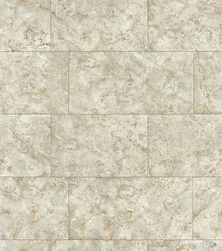Rasch Tesa Luxora 371420 - Carta da parati autoadesiva effetto pietra naturale in grigio e oro.