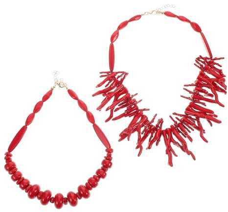 TOVINANNA Collana Di Corallo Rosso Collane Di Corallo Per Donna Collana Di Perline Grandi Girocollo Rossa Per Donna Di Costumi Collane Di Boemia Di Perline