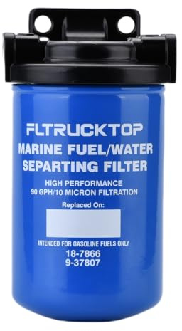 FLTRUCKTOP MAR-10MEL-00-00 Water Separator Filter 10 Micron with Filter Base for Yamaha MAR-FUELF-IL-TR Sierra 18-7866 Mallory 9-37807 Outboard Motors