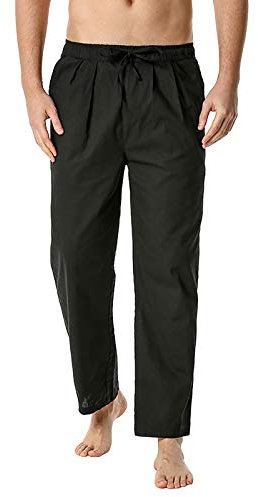 Linen Beach Trousers Mens Mens Holiday Pants Seaside Travel Pants Lightweight Sleepwear Bottoms Tropical Walking Trousers Solid Drawstring Pant Straight Legs Yoga Pant With Elasticated Waist