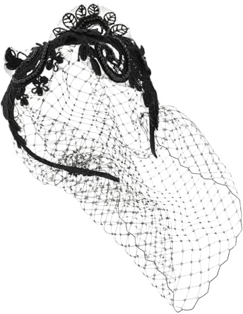 Holibanna Schwarzes Retro Hochzeits Haarreif mit Mesh Schleier und Funkelnden Strasssteinen Eleganter Vintage Fascinator für Braut Vielseitig für Verschiedene Frisuren Stilvoller Kopfschmuck