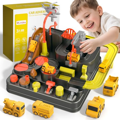 BLmukce Mini Race Track Spielzeug für 4 5 6 Jahre – Montessori Fahrzeug-Spielzeug für Kleinkinder ab 3 Jahre, Lernspielzeug Adventure, Geburtstagsgeschenk Jungen Mädchen 3 4 5 6 Jahre