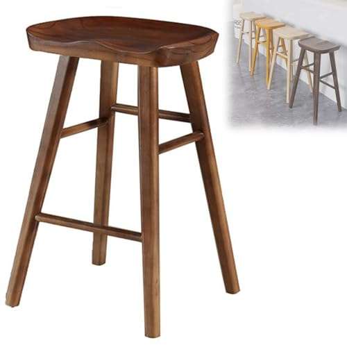 Barstühle Holz, Outdoor Barhocker Tresenhocker Mit Fußstütze Barhocker Küchenstuhl Für Esszimmer, Wohnzimmer, Café, Terrasse(Brown,55cm)
