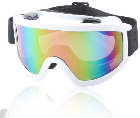 KASESSS Anti-Buée Lunette de Ski, Anti-UV Lunette Ski, Lunettes de Ski pour Porteurs de Verres, Réglable Lunettes Ski pour Homme Femme pour Le Snowboard, L'Alpinisme, La Motoneige, La Randonnée(Blanc)
