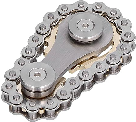 RIZGHWOY Fidget-Kettenrad-Spielzeug aus Edelstahl für Konzentration und ADHS. Zahnräder-Gestänge-Fahrradketten-Spielzeug (Grundfarbe der Beschichtung)