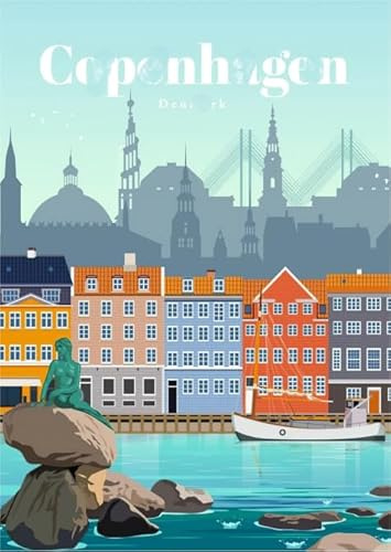 DMQBT 1500 Stück Puzzles - Copenhagen City Retro Poster - Difficult Puzzle 1500 Stück Für Herausfürderung Für Erwachsene - Puzzle Gift Für The Family - Jy221Zp