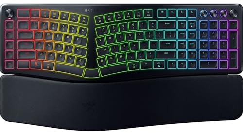 Razer Pro Type Ergo - Wireless split ergonomic RGB keyboard - Ultra-slim concave keys - AI Prompt Master - Full-size with macro key row - QWERTY US layout | Black
