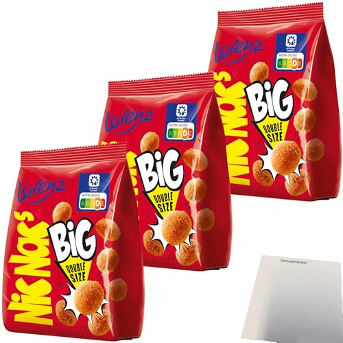 usy Bundle für Lorenz Nic Nac´s Bignac´s Original Erdnüsse in knuspriger Hülle pikant gewürzt 3er Pack (3x110g Packung) + usy Block